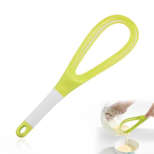 Fouet Cuisine Inox Professionnel, Twist Whisk, fouet plat et fouet ballon, Convient aux ustensiles de cuisine antiadhésifs, Silicone, Fouet pour Mélanger, Remuer la Pâte, Mousser, Fouetter, Vert