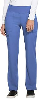 Elle Simply Polished Mid Rise Straight Leg Pull-on Scrub Pant, S Tall, Ciel