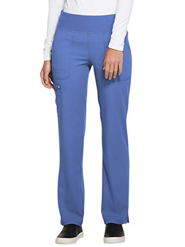 Elle Simply Polished Mid Rise Straight Leg Pull-on Scrub Pant, S Tall, Ciel