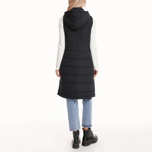 Awoscut Women's Long Sleeveless Waistcoat Hooded Neck Zipper Puffer Vest Tops Casual Spring Fall Winter Coat Outerwear4