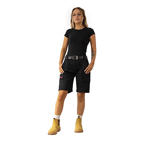 SITE KING Womens Cargo Work Shorts (Black, 14)