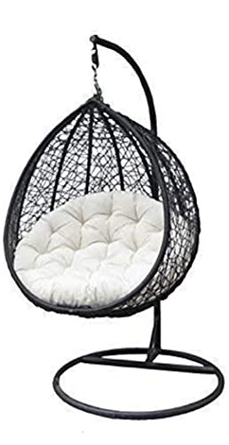 Image of Single Seater Swing Chair with Stand for Home & Cushion & Hook Outdoor Indoor | Balcony |Garden |Living Room |Garden | Patio | Home Improvement|(Swing Black with Cushion White)