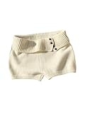 Verdusa Women's Micro Shorts Fold Over Lounge Ribbed Knit Button Straight Leg Fitted Mini Sweater Shorts White Medium