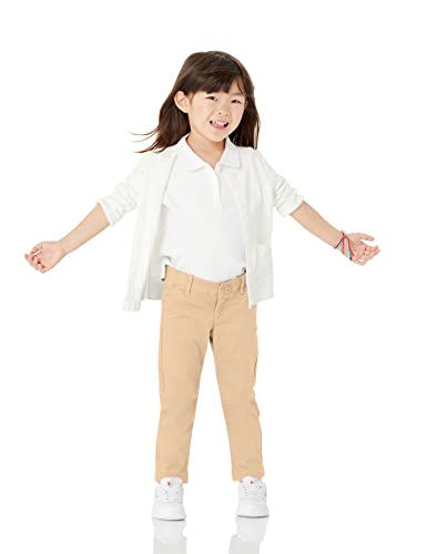 Image of Amazon Essentials Girls and Toddlers' School Uniform Straight Leg Adjustable Waist Flat-Front Chino Pants, Pack of 3