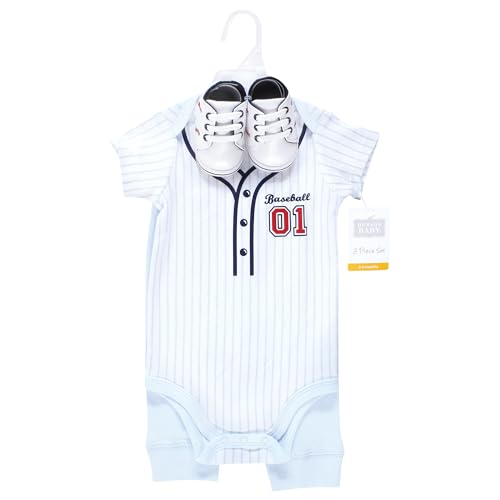 Image of Hudson Baby Unisex Baby Cotton Bodysuit, Pant and Shoe Set