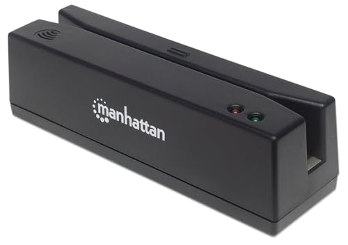 Image of Manhattan 460255 - USB MAGNETIC STRIP CARD READER- - TRIPLE TRACK READER BLACK