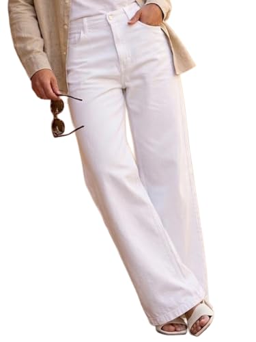 Image of Urbano Fashion Women's High Rise Regular Fit Wide Leg Washed Jeans