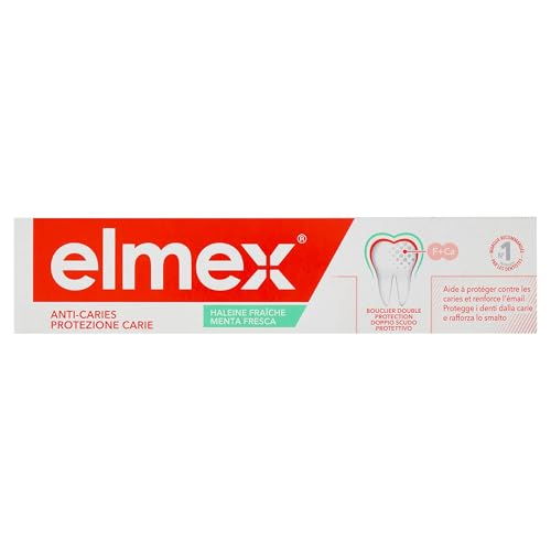 ELMEX - Dentifricio Elmex Anti-Caries Alito Fresco 0% Coloranti - Carie - Denti sensibili, Gengive dolorose, Protezione dello smalto - 75 ml