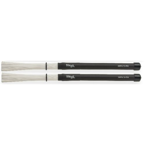 Stagg SBRU10-RN Nylon Plastic Handle Drum Brushes, Chrome, 100 Bristle - Image 4