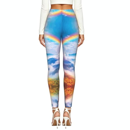 Leggings de compresión pequeños que no transparentan con estampado de arcoíris 3