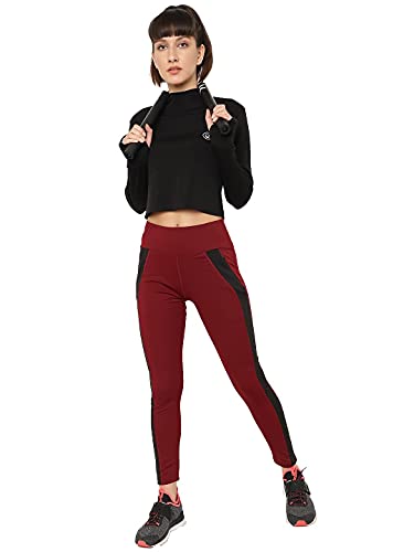 Image of CHKOKKO Women's Polyester Regular Fit Round Neck Full Sleeves Gym Crop Top