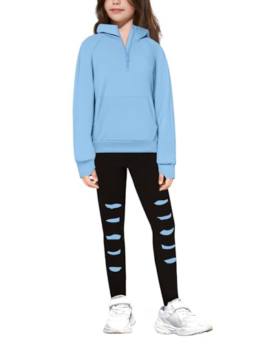 Crazyme Girls Clothes Half Zip Pullover Sweatshirt Top and Legging