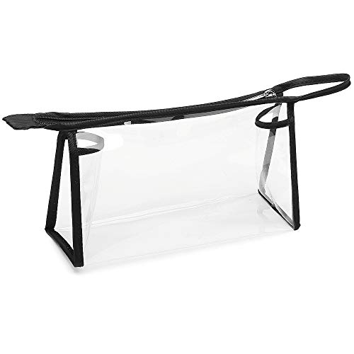 Clear Makeup Bag,iSPECLE PVC Vinyl Zippered Wash Bag Vacation, Bathroom and Organizing Bag Travel Set Cosmetic Bag Black