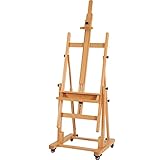 MEEDEN Extra Large Heavy-Duty H-Frame Studio Easel - Versatile Solid Beech Wood Artist Professional Easel, Adjustable Painting Art Easel Stand with 4 Premium Locking Silent Caster Wheels, Hold Max 82'