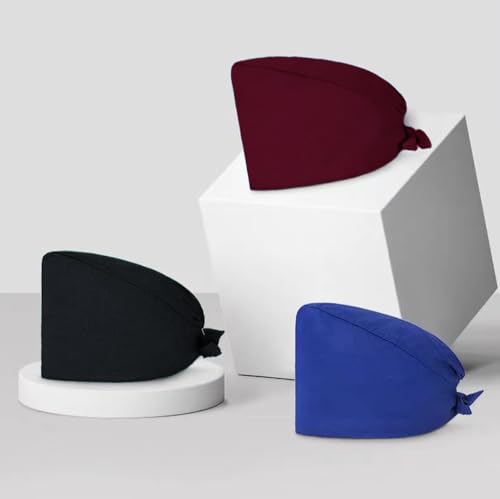 Meichoon OP-Mütze 2PCS Verstellbare Mütze mit Knopf Reine Baumwolle Schweißabsorbierend Atmungsaktiv für Krankenhäuser Zahnarzt DK58Weiß