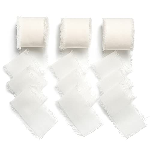 AOKSUNOVA Nastro Bianco Matrimonio Nastro Chiffon Sfrangiato Bianco Nastro Regalo Nastri Per Pacchi Regalo