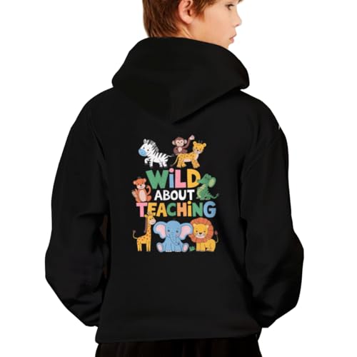 Retro Wild About Teaching School Teacher Hoodies for Teen Girls Boys Lightweight Kangaroo Pocket Sweatshirt2