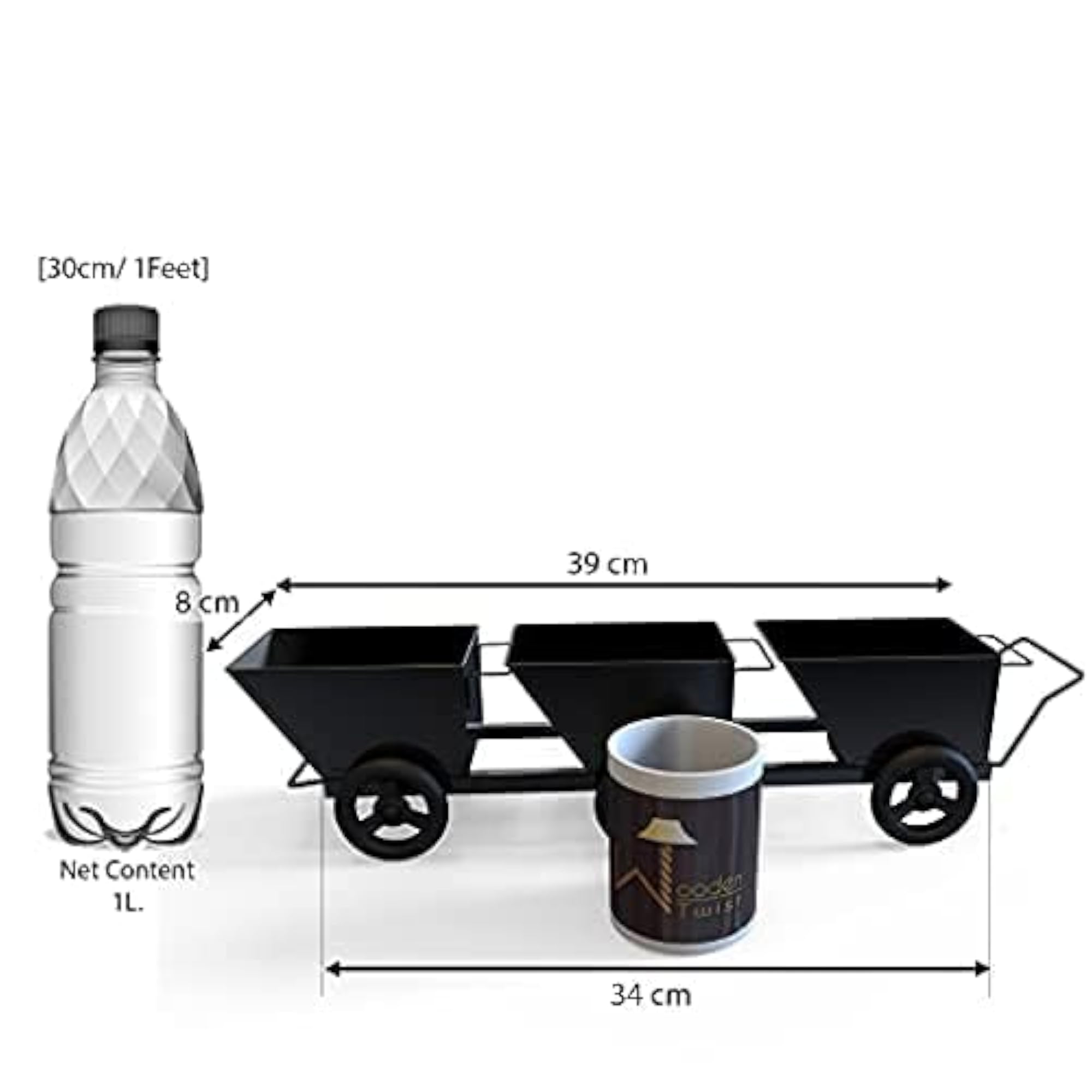Metal Shopping Cart Shape Platter Trolley