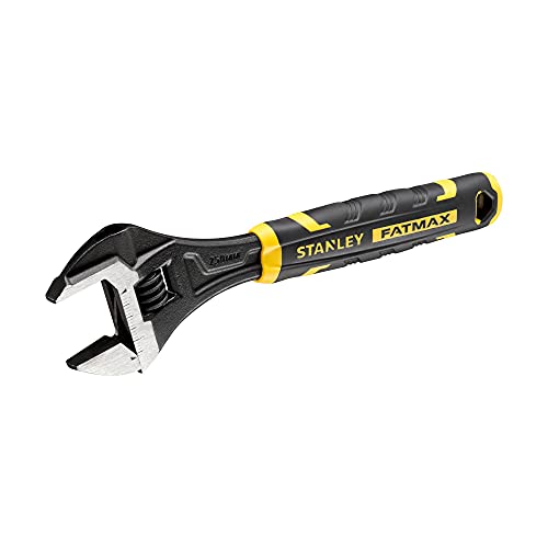 Stanley FMHT13127-0 FatMax - Llave inglesa ajustable (10 , bimaterial, con función de apertura rápida, medidas métricas y en pulgadas, orificio para colgar), color negro y amarillo