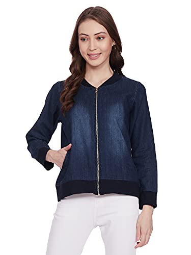 Miss Olive Women’s A-Line Coat (MOSS18DEN05-02-71-04_Navy Blue_M)