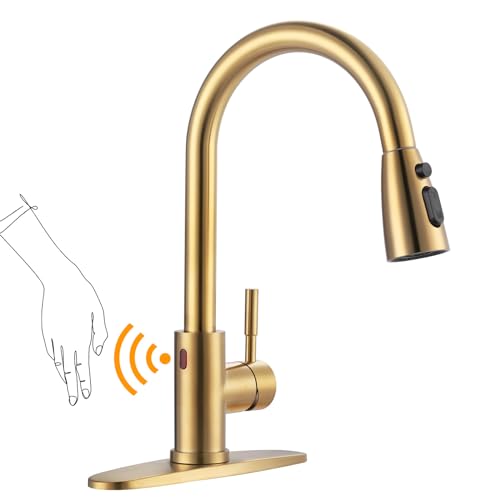 Grifo de cocina sin contacto de acero inoxidable dorado cepillado inteligente sensor 2