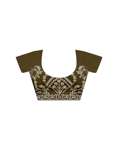 Image of SIRIL Women's Shimmer Silk Sequence Embroidery Lace two Tone Saree With Embroidery Unstitched Blouse Piece