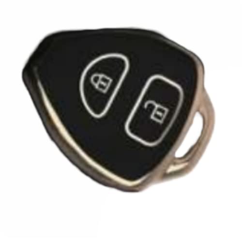 Image of TPU Car Key Cover Black & Golden Compatible for Toyota Innova, Fortuner, Corolla, Camry (Toyota, 2 Button Remote Key)