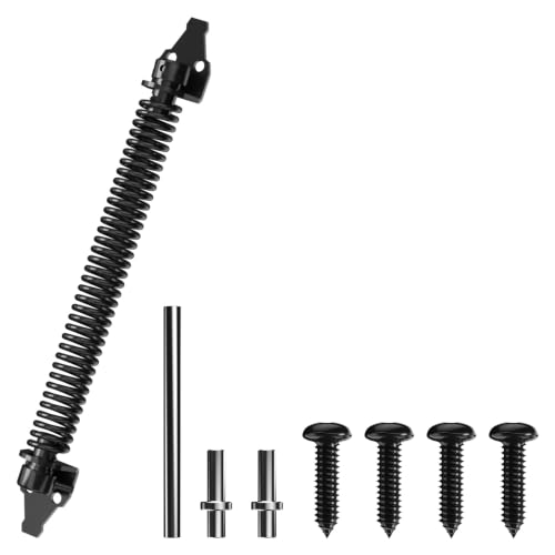 SANKEYTEW Türschließer Gartentor 356mm langer verstellbarer Metallfederverschluss robuster Holztorbeschlag Zaun-Gartentorschließer für Holztore Schwarz (14)
