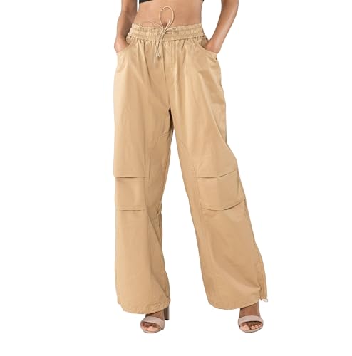 Pantalon cargo pour femme coupe large plissé aux genoux
