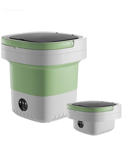 Portable Washing Machine, 12L Large Capacity Laundry Washer Cleaning for Underwear, Baby Clothes, Shirts,Small Delicates. Foldable Mini Washer and Dryer Combo for Apartment,Hotel,Camp,RV,Travel(Green)