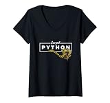 Mujer Propietario de reptil geométrico de pitón de alfombra Camiseta Cuello V