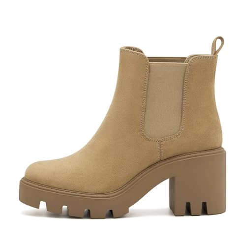 Women's Chelsea Boots Fashion Platform High Heel Ankle Booties Round Toe Casual Elastic Chunky Block Heel Boots2