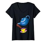 Damen Teekanne Tasse und Untertasse für Tee-Liebhaber T-Shirt mit V-Ausschnitt
