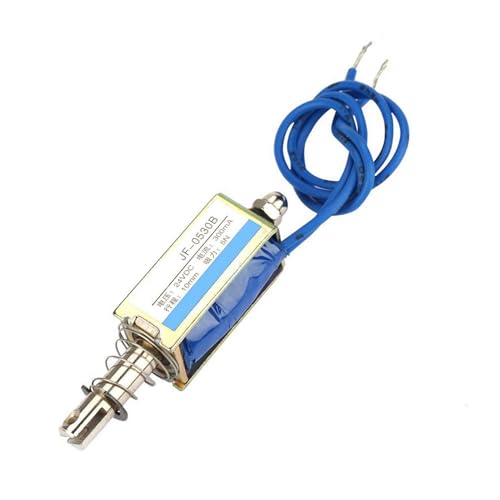 Respicefinem JF-0530B DC Electromagnet 6/12/24V 300mA Power 5N Magnetic Force 10mm Stroke for Accurate Automation Control Systems (24V)