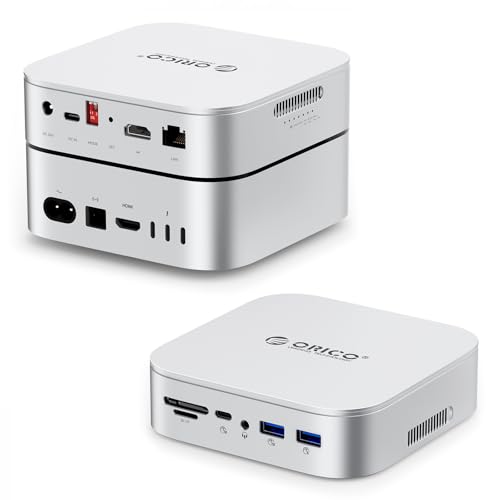ORICO 10in1 MiniRaid NVMe/SATA SSD 外付けケース デュアルスロット ドッキングステーション Mac mini M4/M4 Pro 対応 USB-C ハブ HDMI 4K@60Hz 10Gbps USB-C×3 USB-A PD60W SD/TF RJ45 3.5mm オーディオ対応-MR10
