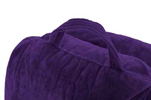 Husband Pillow Medium Purple, Backrest for Kids, Teens, Petite Adults - Reading Pillows with Arms, Adjustable Loft, Plush Memory Foam, Bed Rest Chair for Sitting Up, Detach Neck Roll, Removable Cover