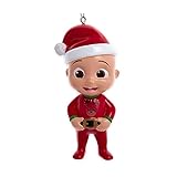 Kurt Adler Cocomelon JJ with Santa Hat Blow Mold Ornament