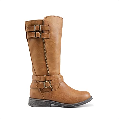 Dream Pairs Girls Tan Buckle Knee High Riding Winter Fashion Boots Size 1 Little Kid Luckid-03 thumb #1