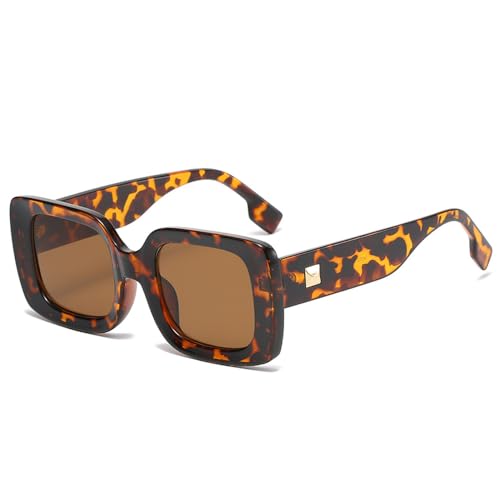 Lunettes de soleil rectangulaires rétro pour femme bloquant les reflets en plein soleil