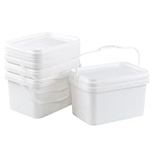 2.6 Gallon/10 L Plastic Bucket with Air Tight Lid & Handle, 10L All Purpose Pail Food Storage Containers 4 Pack