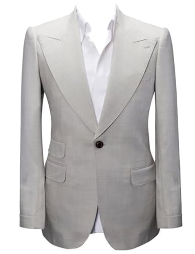 Men's Blazer Peak Lapel Suit Jacket One Button Tuxedos Coat Formal Groom Dinner - Main Image