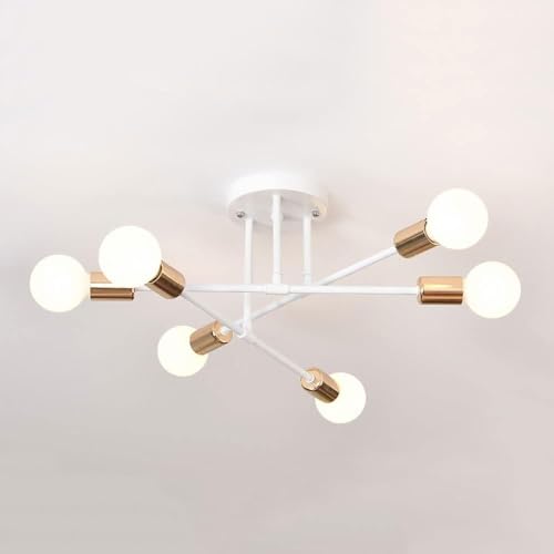 Plafonnier moderne design blanc et or pour salon et cuisine