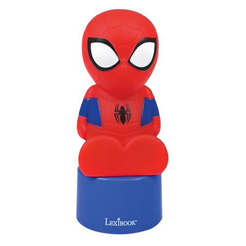 Lexibook Spiderman Veilleuse et Haut-parleur pour chambre d'enfants, changement de couleurs, lumière douce, à piles, Bleu/Rouge, NS01SPLXB