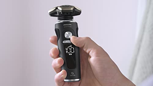 Image of Philips Shaver Razor Series 9000 Prestige, Wet and Dry Electric Shaver, Lift & Cut Shaving System, SenseIQ Technology, Precision Trimmer, Cleaning Pod, Premium Case, Black Matte, Model SP984
