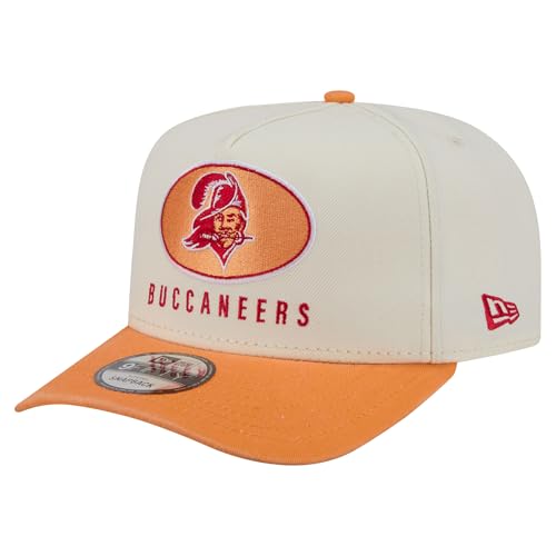 New Era Mens Cream/Orange Tampa Bay Buccaneers Washed A-Frame 9FIFTY Snapback Hat
