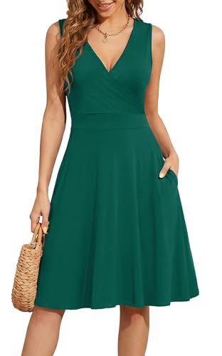 Image of WEACZZY Women's Summer Sleeveless Casual Dresses V-Neck Wrap Floral Holiday Tank Dress Flowy Beach Sundress with Pockets