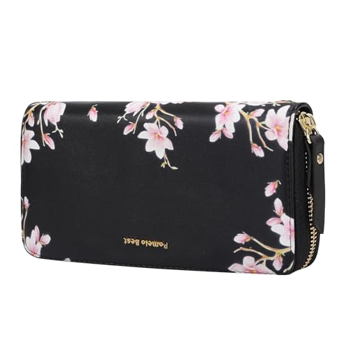 Image of Pomelo Best Wristlet Women Wallet Floral RFID Clutch Purse | Vegan Leather, Multi Credit Card, Large Capacity Zip Around Long Travel Wallets with Coin and Phone Pocket for Ladies