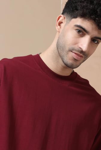 Image of Men's 240 GSM Cotton Oversized Tee - Heavyweight Bio-Washed Fabric | Premium Street Style | Super Soft, Thick & Breathable T-Shirt