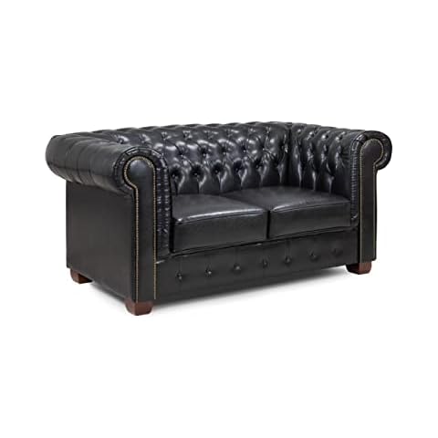 Honeypot - Sofa - Chesterfield - Large Corner - 3 Seater - 2 Seater - Armchair - Antique Brown - Red (Black, 2 Seater) Cover