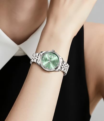 Image of OLEVS Gold Watches for Women Original Luxury Small Square Diamond Wrist Watch Analog Quartz Stainless Steel Waterproof Stylish Ladies Watch Date